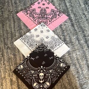 Pink, White, and Black Bandana Set